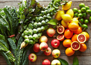 a group of fruits and vegetables on a wood surface Healthy Weight Loss Diets Ryton on Dunsmore